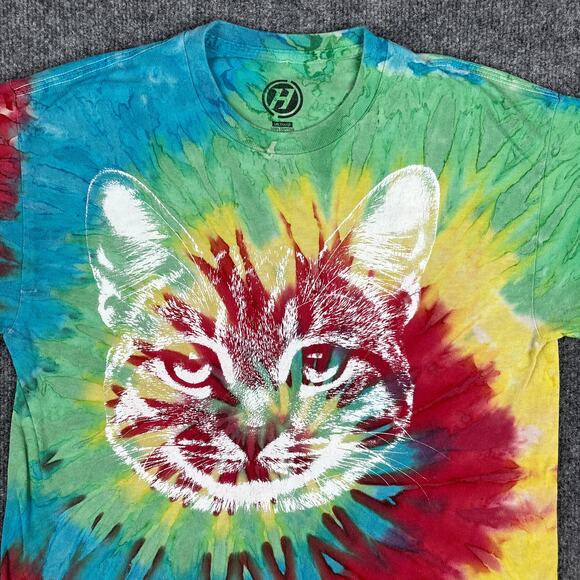 Hyde Other - Hyde Tie-Dye T-Shirt Mens M Rainbow Cat Graphic Psychedelic Short Sleeve